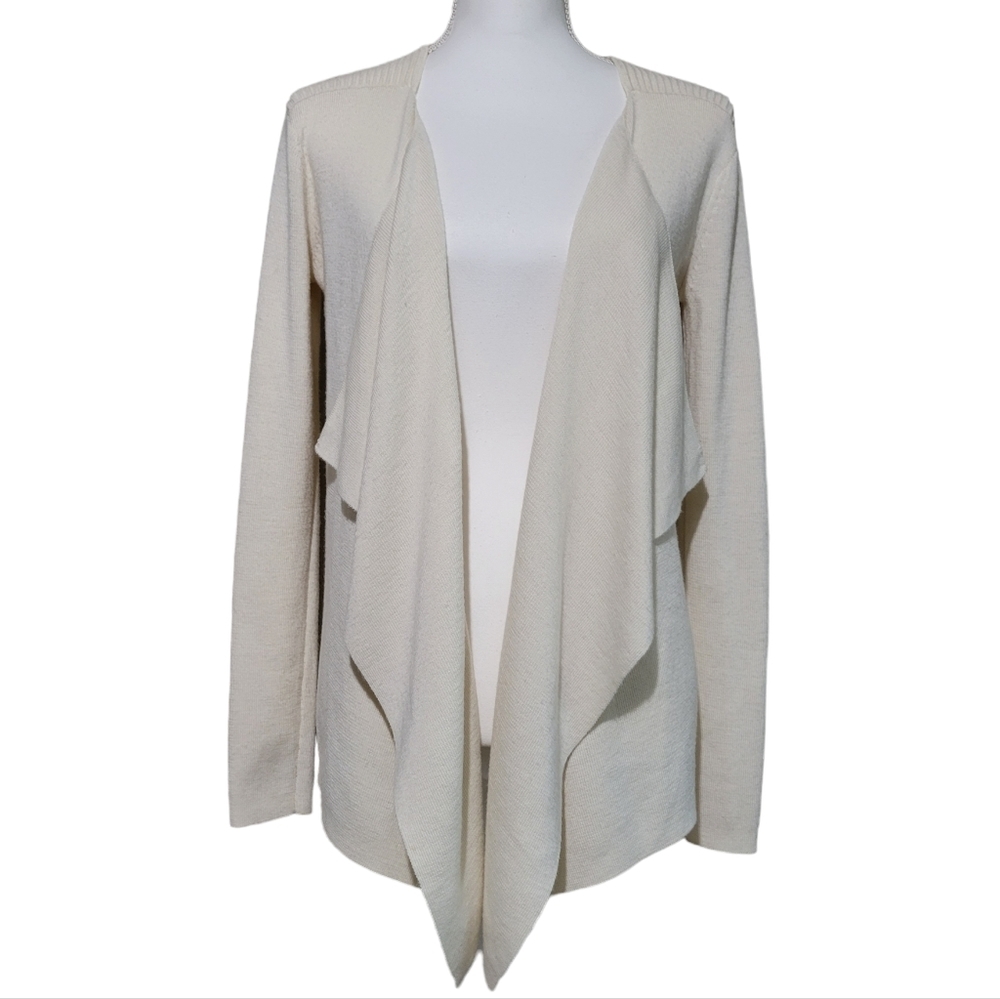 Reiss Woop Blend Open-Front Waterfall Cardigan in Cream or Off-White